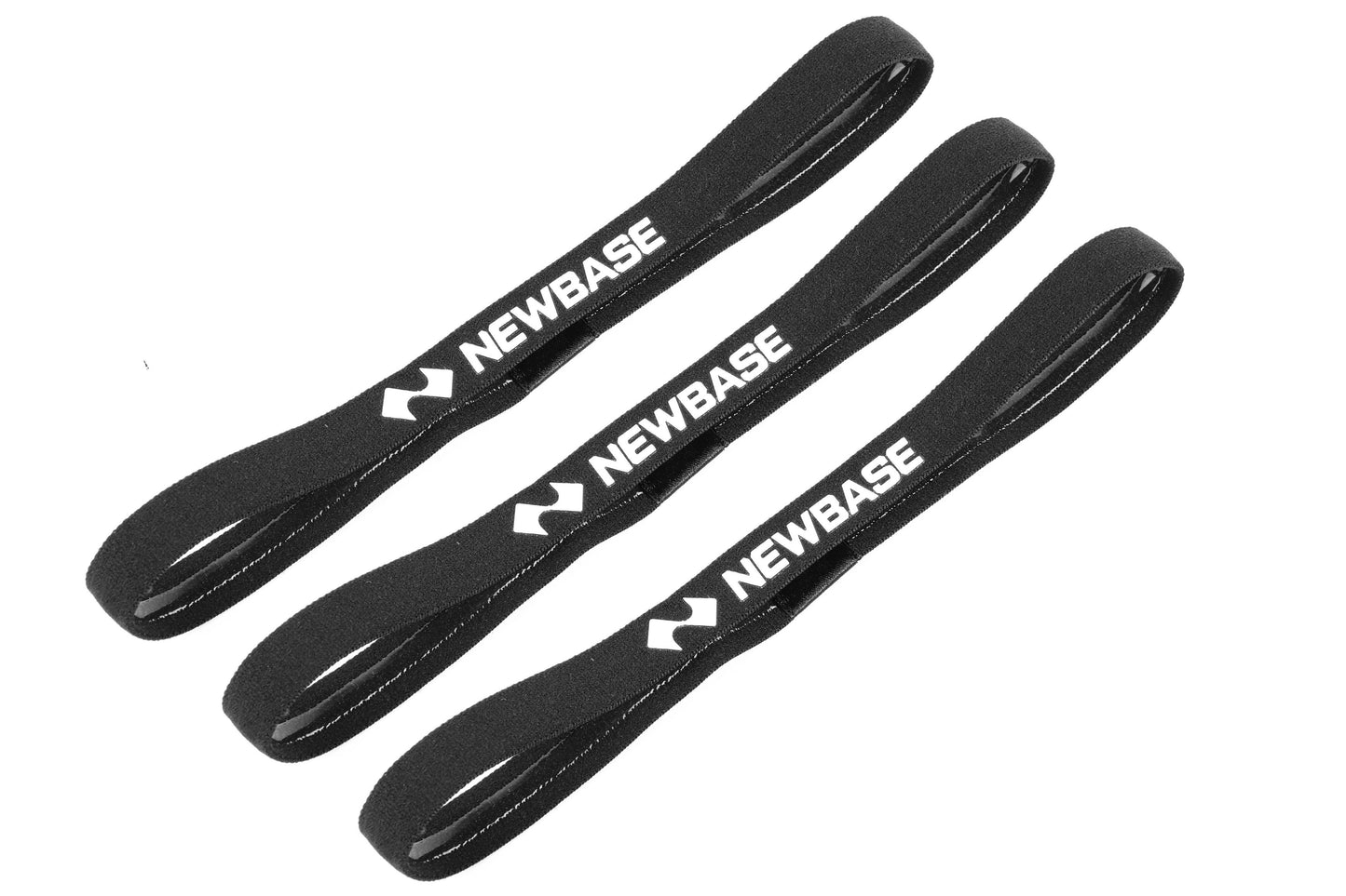Three black straps with 'NEWBASE' branding on a white background